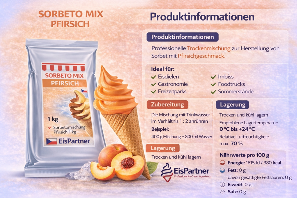 Sorbeto Frucht Mix Pfirsich 1 kg