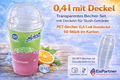 PET-Becher 0,4 l mit Domdeckel – 50 Stück