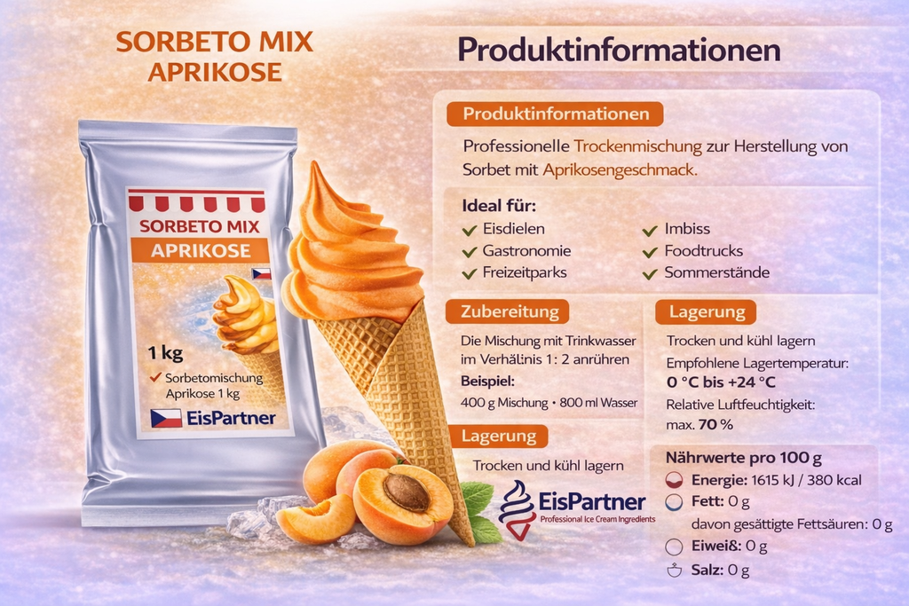 Sorbeto Frucht Mix Aprikose 1 kg
