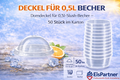 Domdeckel für PET-Becher 0,5 l – 50 Stück