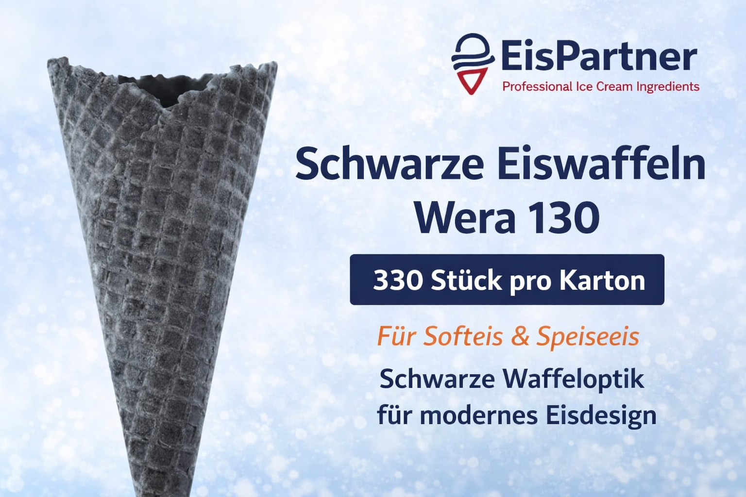 Schwarze Eiswaffeln Wera 130 – 330 Stück